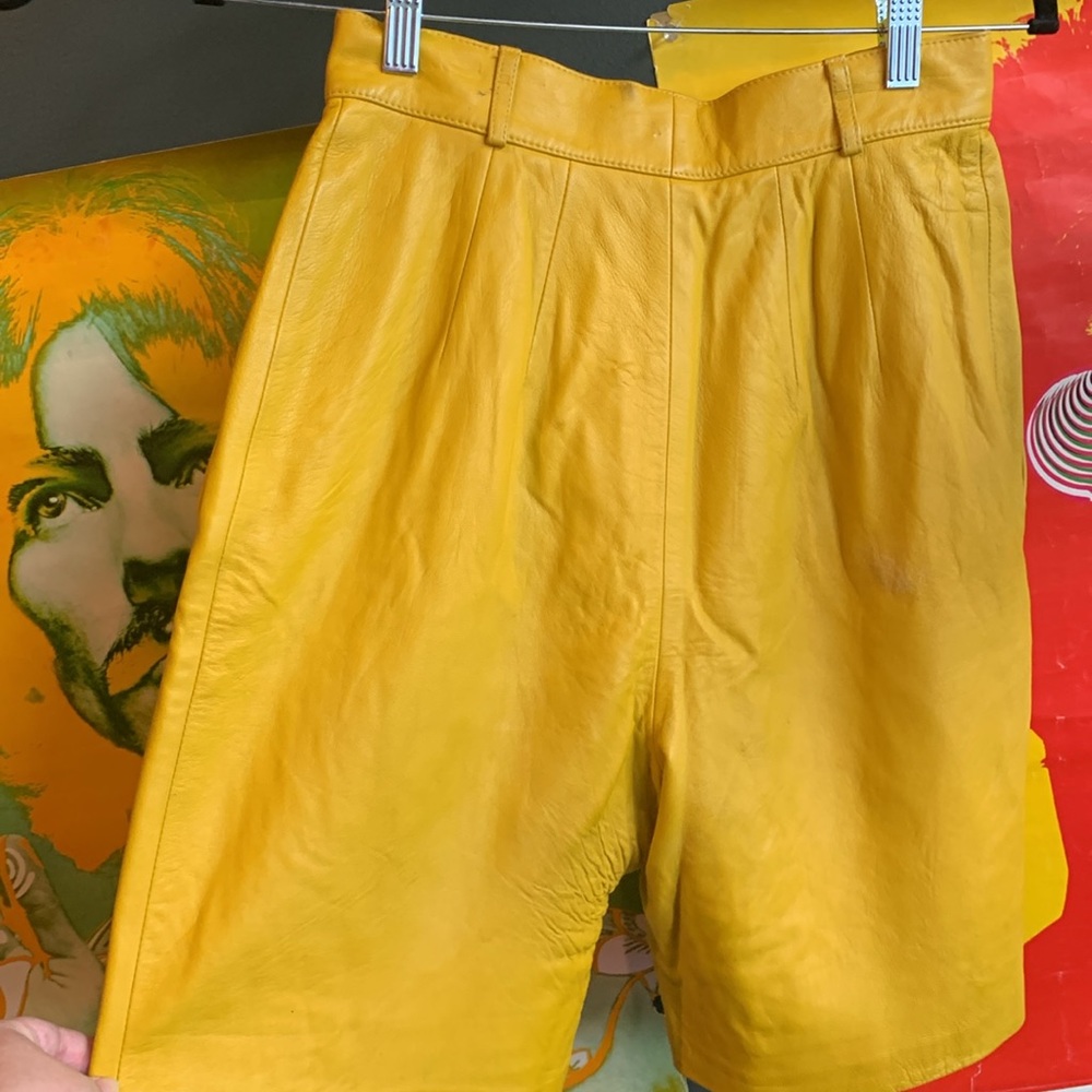 Vibrant Yellow Vintage Leather Shorts - Picture 8 of 8